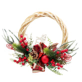 Rustic Christmas Half Wreath(40CM) featuring festive decorations like berries and a plaid bow.